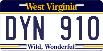 WV license plate DYN910