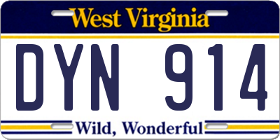 WV license plate DYN914