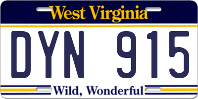 WV license plate DYN915