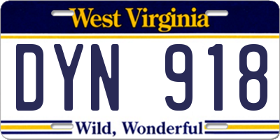 WV license plate DYN918