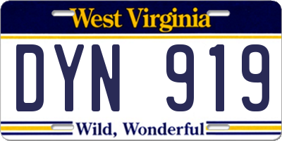 WV license plate DYN919