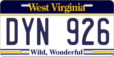 WV license plate DYN926