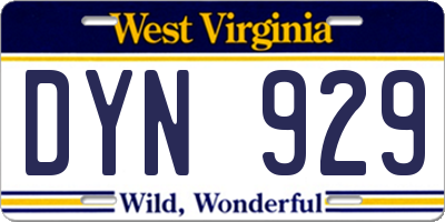 WV license plate DYN929