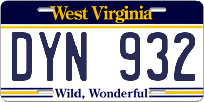 WV license plate DYN932