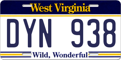 WV license plate DYN938