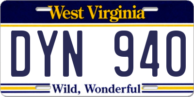 WV license plate DYN940