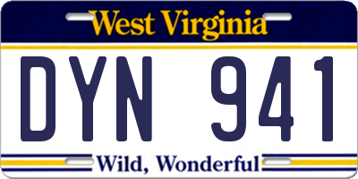 WV license plate DYN941