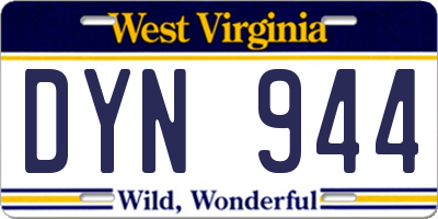 WV license plate DYN944