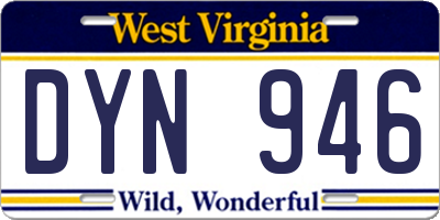 WV license plate DYN946