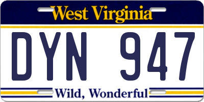 WV license plate DYN947