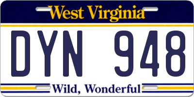 WV license plate DYN948