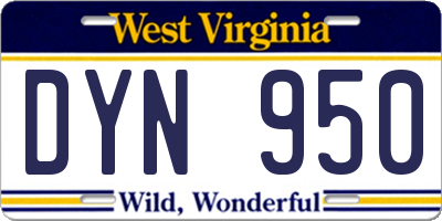 WV license plate DYN950