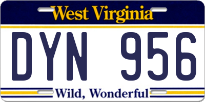 WV license plate DYN956
