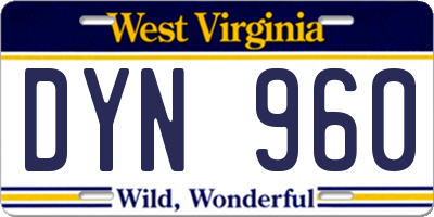 WV license plate DYN960