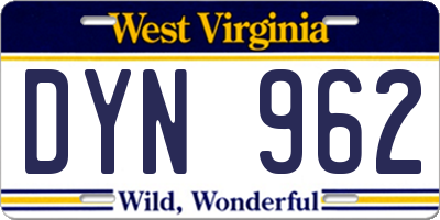 WV license plate DYN962