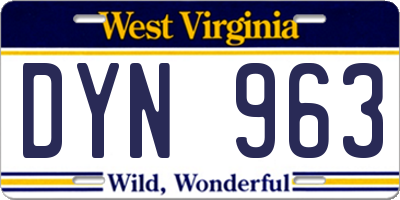 WV license plate DYN963