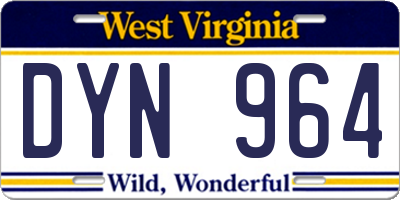 WV license plate DYN964
