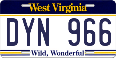 WV license plate DYN966