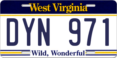 WV license plate DYN971