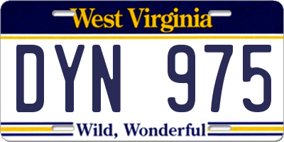 WV license plate DYN975
