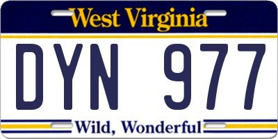 WV license plate DYN977