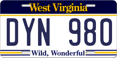 WV license plate DYN980