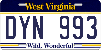 WV license plate DYN993