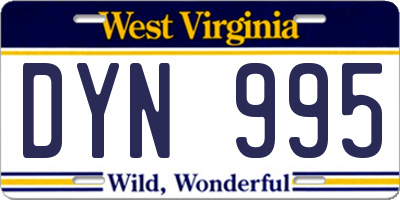 WV license plate DYN995
