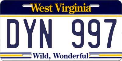 WV license plate DYN997