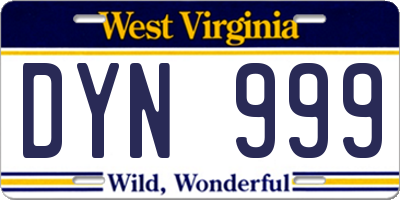 WV license plate DYN999