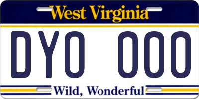 WV license plate DYO000