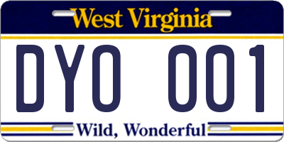 WV license plate DYO001