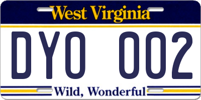WV license plate DYO002