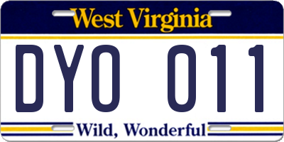 WV license plate DYO011