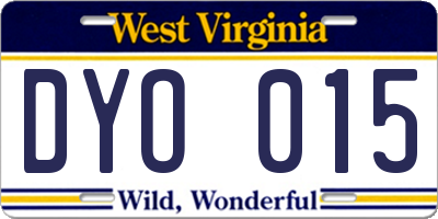WV license plate DYO015
