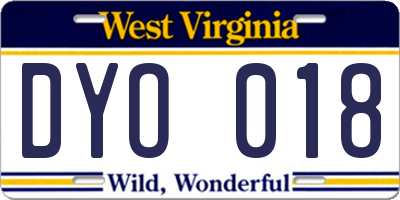 WV license plate DYO018
