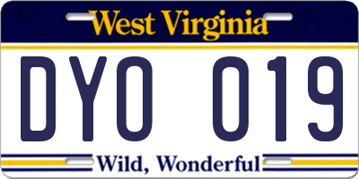 WV license plate DYO019
