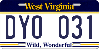 WV license plate DYO031
