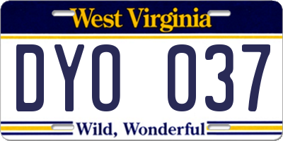 WV license plate DYO037