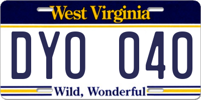 WV license plate DYO040