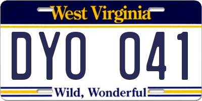 WV license plate DYO041