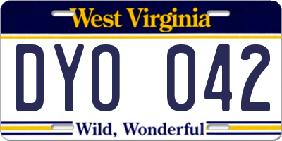 WV license plate DYO042