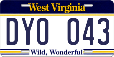 WV license plate DYO043