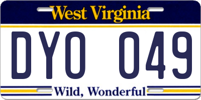 WV license plate DYO049