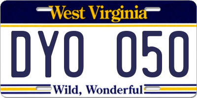 WV license plate DYO050