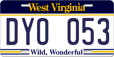 WV license plate DYO053