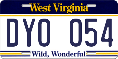 WV license plate DYO054