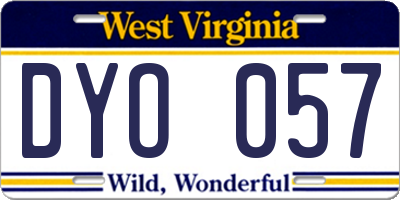 WV license plate DYO057