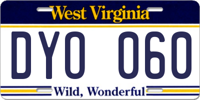 WV license plate DYO060