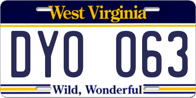 WV license plate DYO063